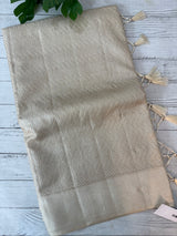 Blended tussar saree with embriodery - MS8665 Pearl Cream