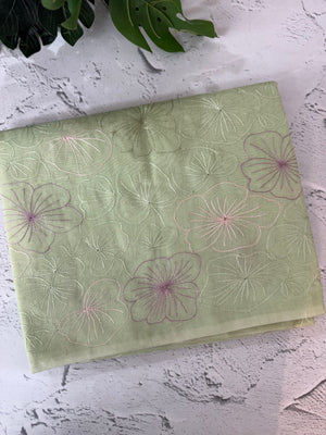 Mul chanderi saree with embroidery - MS1427 LightGreen