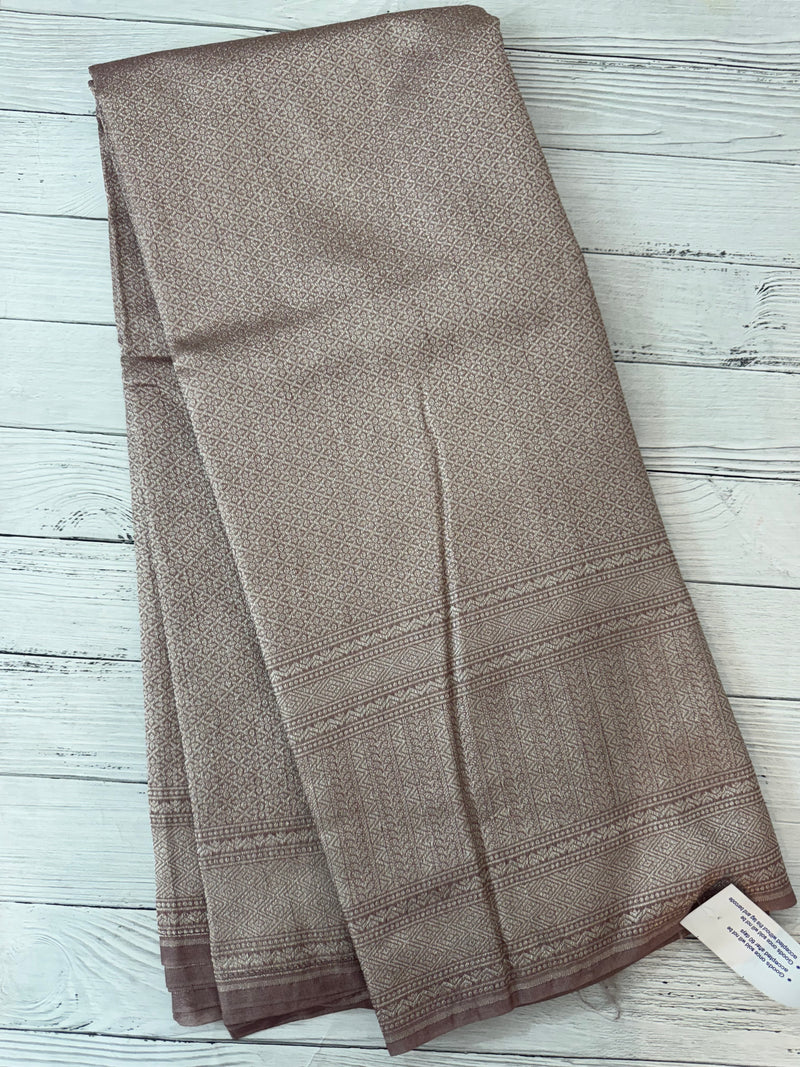 Banarasi semi katan saree in silver zari MS14667- NudePink