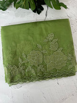 Soft organza saree with applique work - MCW543 LeafGreen