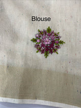 Tissue linen saree with embroidery MLS8977