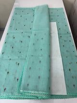 Kota checks saree with embroidery MS7679 (1)GreenishBlue