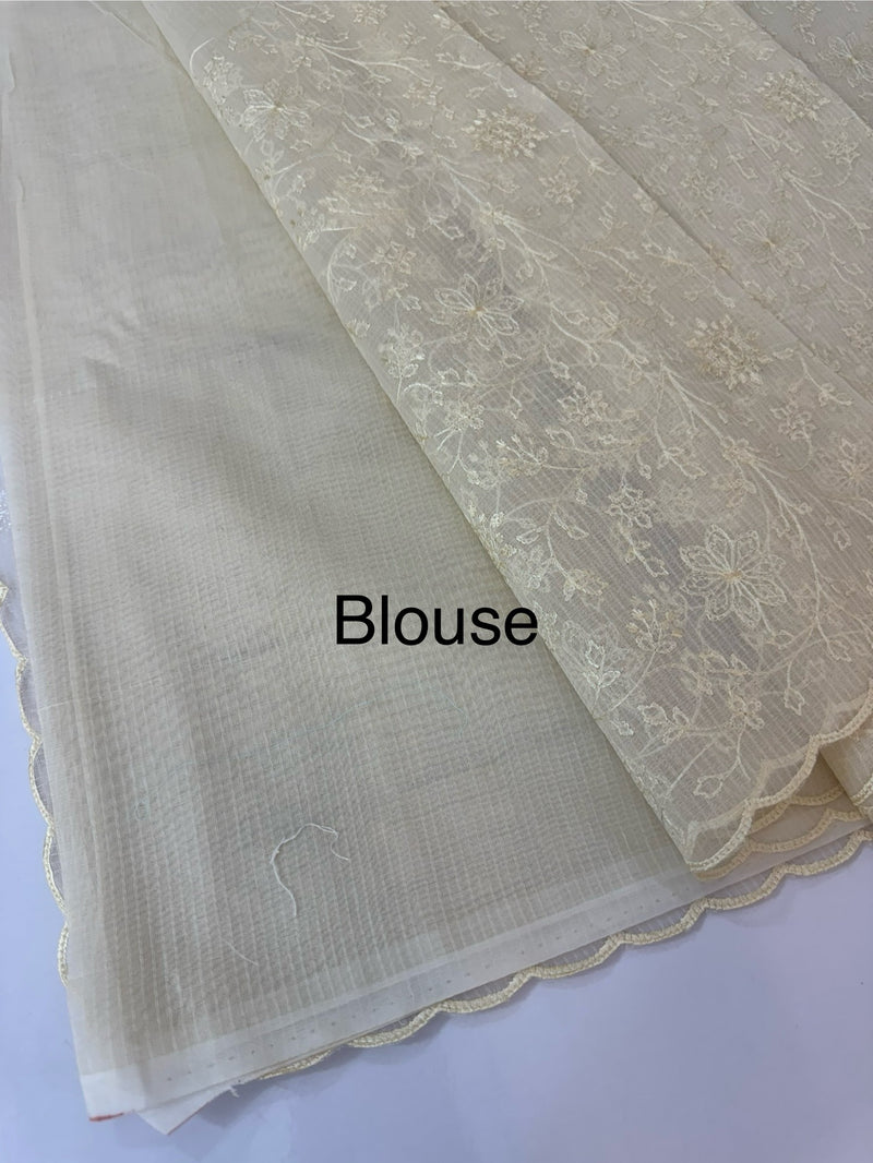 NetKota thread work saree MSH106- Pastel Beige