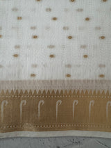 Semi linen saree with zari buttas - MOS124