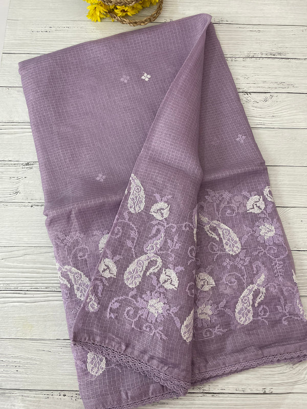 Soft kota checks saree with embroidery SVPIIY
