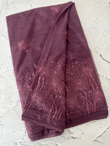 Glass tissue organza saree with embroidery MSF121 (3) Metallic Wine