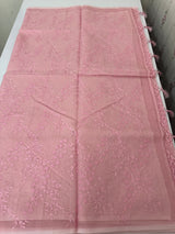 Moonga checks saree with embroidery MSH219 Pink