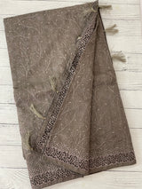Cutwork Blended Jute - tussar saree MTS9079