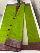 Jute linen sarees with contrast pallu & blouse MJL456