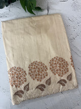 Blended soft tussar saree with embriodery - MS8669 PearlCream