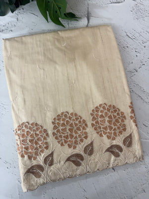 Blended soft tussar saree with embriodery - MS8669 PearlCream