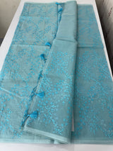 Moonga checks saree with embroidery MSH219 Blue