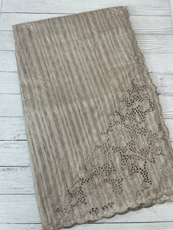 Cutwork Semi silk saree MSR908- DuskyBrown