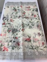 Chanderi digital printed saree with chikankari embriodery MSH171