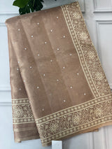 Tissue silk saree with embroiodery MSDH12 Rosegold