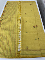 Semi chanderi saree with embriodery MSF590