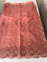 Semi Soft Organza saree with thread work and applique borders - MCW666 DustyPeach