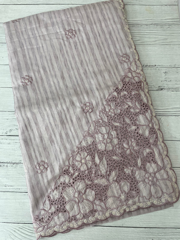 Semi silk saree with cutwork on pallu MSR908- Dusky Lavender
