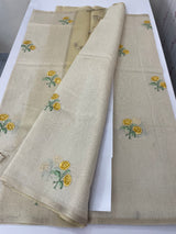 Tissue linen saree with embroidery MSL4900 - Yellow