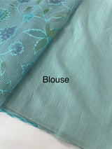 Moonga checks saree with prints and embroidery MSH154- DuskyBlue