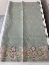 Soft Kota tissue silk saree with embriodery work MS49887 Pastel BluemixGreen