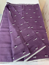 Soft kota checks saree with embroidery - MS9898 Purple