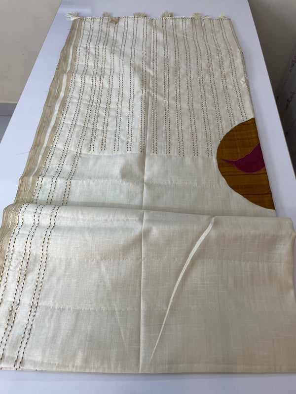 Blended tussar saree with kanta embriodery and appliqué work- MBTS99