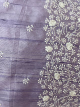 Semi tussar saree with embroidery MST121 Lavender