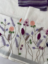 Linen blend Saree with hand embriodery MLS611