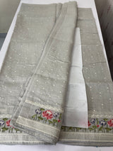 Semi linen saree with embroidery- MS15167