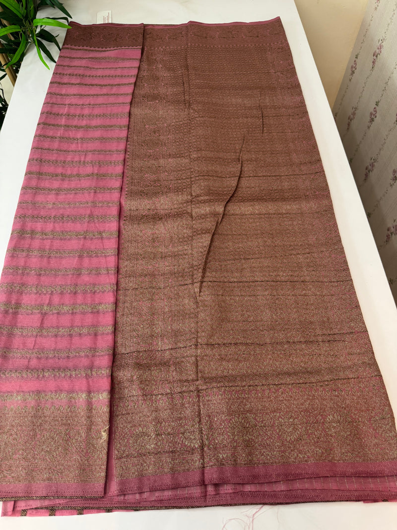 Semi banarasi Khaddi Georgette saree - SYANRTC OnionPink