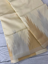 Semi silk saree with temple borders - Cream