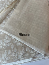 Kota cotton silk embriodery saree MS1455- Beige