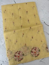 Kota checks saree with embroidery MS7645 Yellow