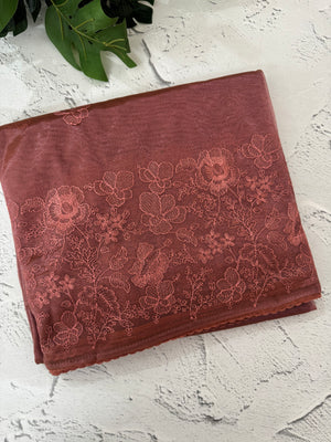 Glass tissue organza saree with embroidery MSF121 (2) Metallic DarkPeach