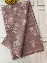 Soft kota silk saree with embroidery and scalloped border MS14983