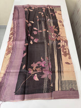 Pure printed tussar silk saree with blouse- MTSB7