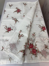 Kota saree with embroidery MS14953 - White