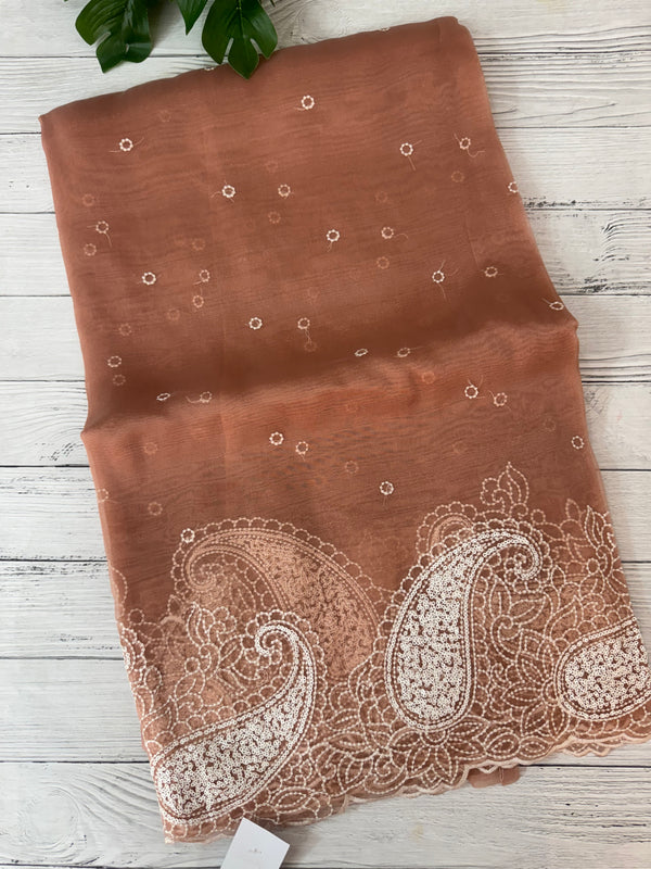 Viscose Organza saree with embriodery-MS14414