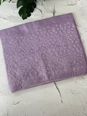 Soft kota checks saree with embroidery - MS7695 Lavender
