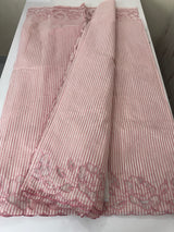 Striped Mul chanderi saree with applique borders MSH987 - Pink