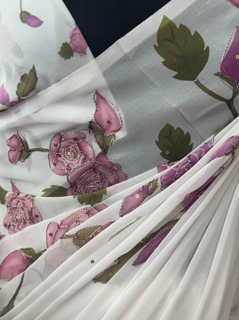 Pure Georgette saree with digital prints and sequence work SHCNEIR