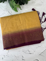 Jute silk sarees with contrast pallu & blouse MJL396