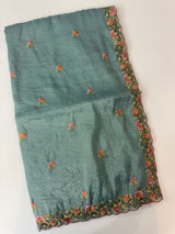 Crush Organza embroidery saree MS14567 Blue