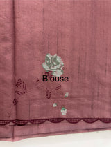Crushed Blended Tussar silk saree with embroidery MS4899 - DuskyWine