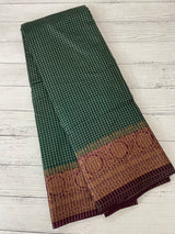 Semi silk saree with checks zari weaving MS81543- Green to Wine