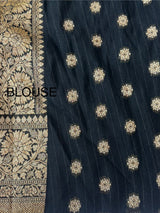 Semi banarasi Khaddi Georgette saree - MS1499 Black