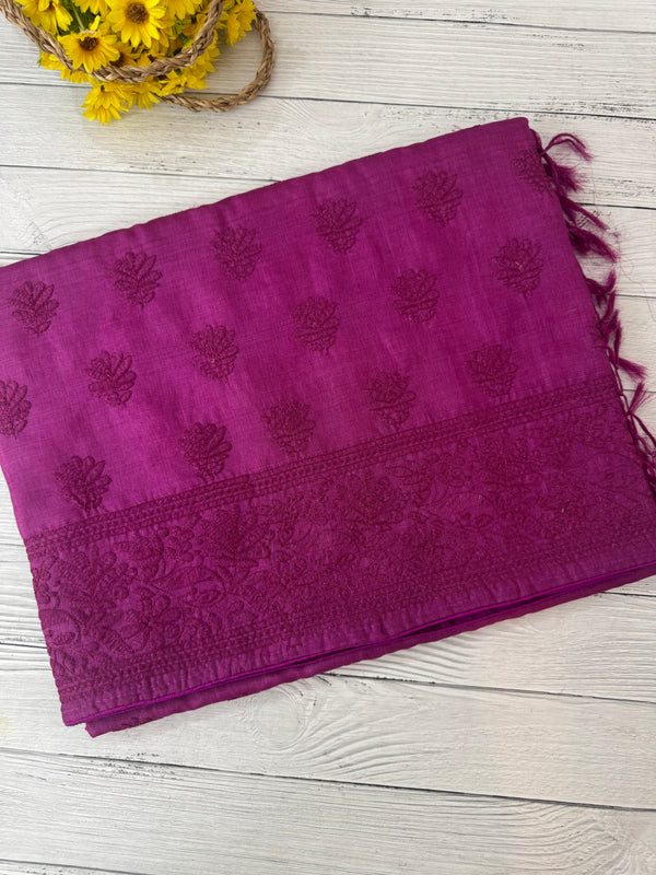 Pure desi tussar silk saree with chikankari embroidery - MTSS672