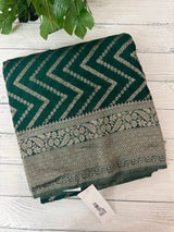 Semi Banarasi Georgette saree MKGS721 BottleGreen