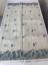 Tissue silk saree with zari checks and applique work  MSH105- Offwhite to Grey